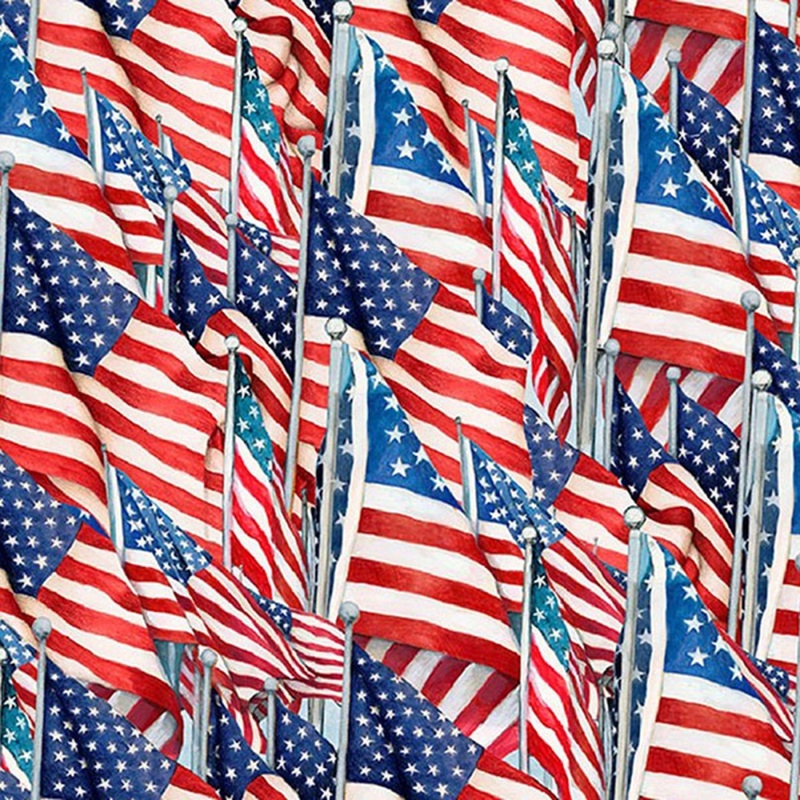 American Flags Packed Multi Susan Winget Springs Creative Cotton Fabric