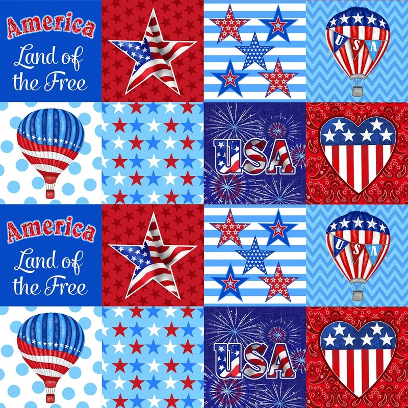 America Home of the Brave America Patriotic Patchwork Cotton Fabric