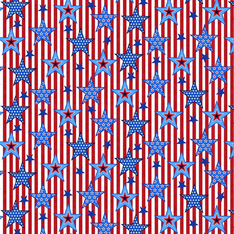 America Home of the Brave America Red Striped Stars Cotton Fabric