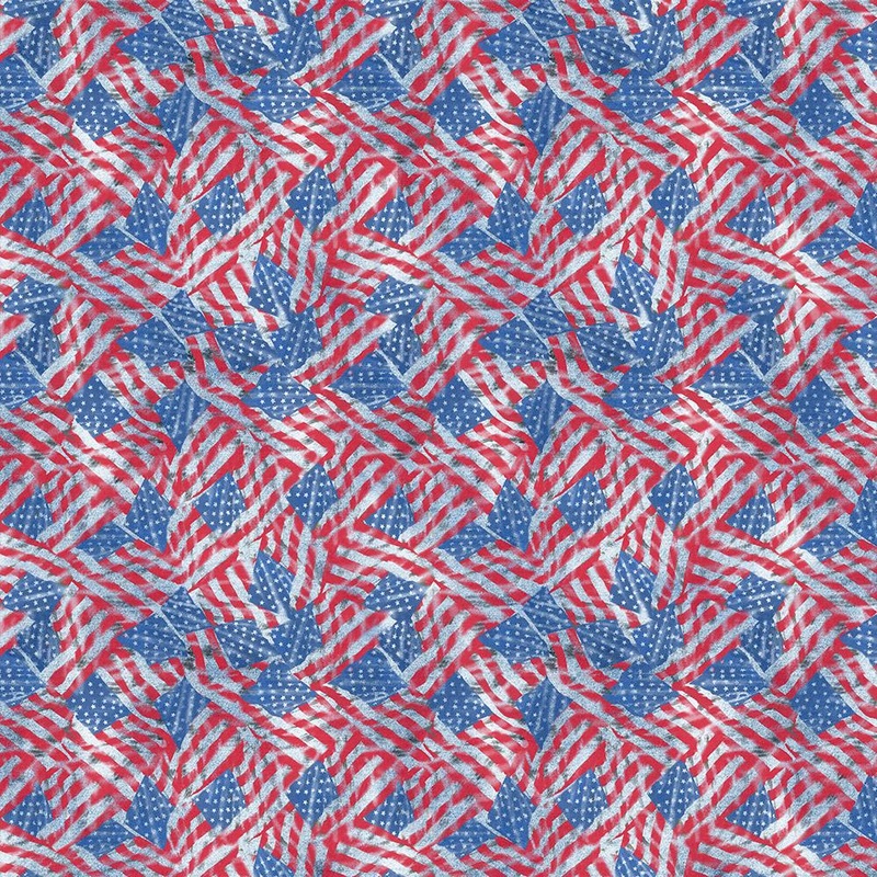American USA Flag Allover Sykel Quilting Cotton Fabric