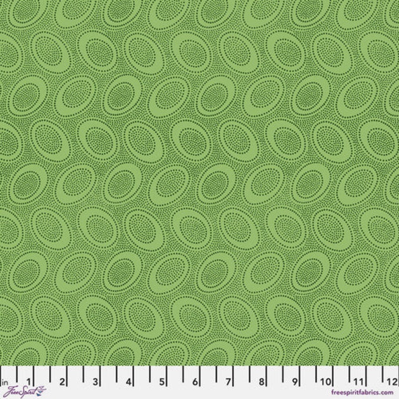 Aboriginal Dot Leaf Green Classics Kaffe Fassett Collective Free Spirit Cotton Fabric FS-GP71.LEAFX