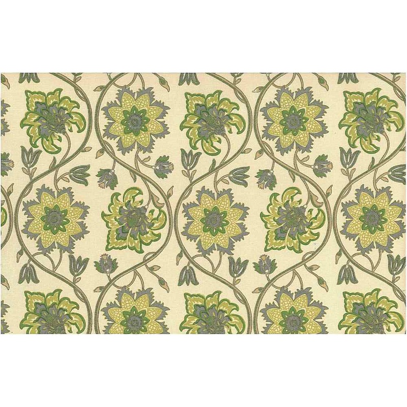 Ellora Print Green Taupe Laura Kiran Fabric