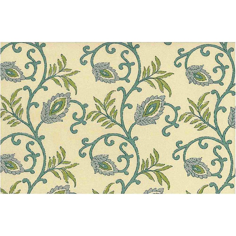 Shalimar Print Blue Greens Laura Kiran Fabric