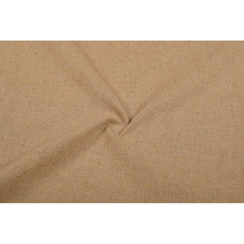 Beige Plain Cotton Hemp Blend Fabric