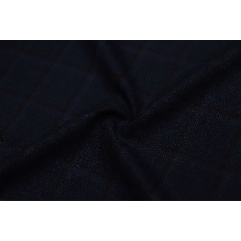 Blue & Black Check Wool Suiting Fabric