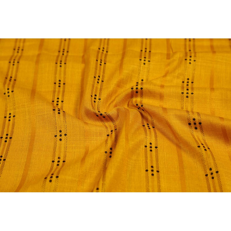 Yellow Stripes Yarn Dyed Viscose Blend Dobby Fabric