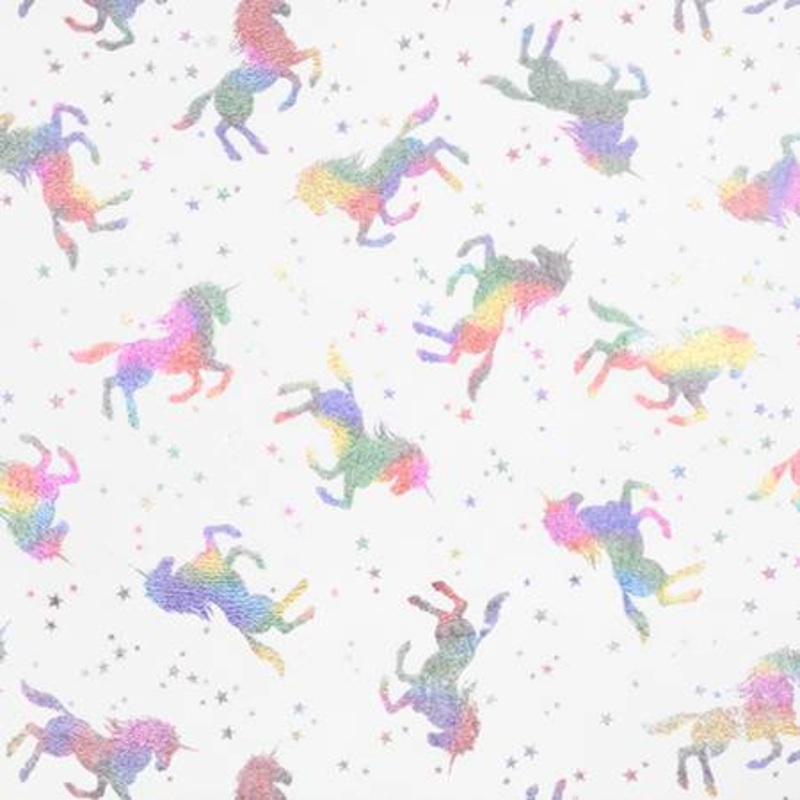 60" Wide Sparkle Cuddle Glitter Unicorn Snow/Multi
