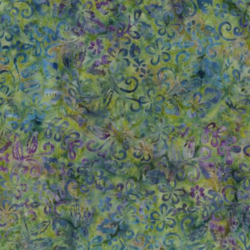 Mystic Vineyard 22278-764 Green/Purple Plumeria Batik