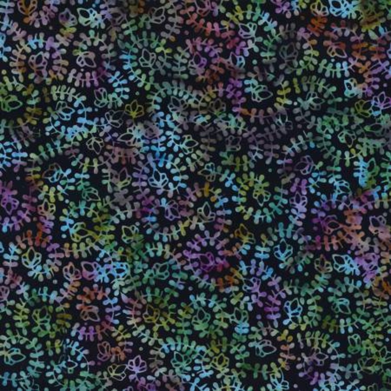 Mystic Vineyard 22280-974 Black/Multi Spiral Vines Batik