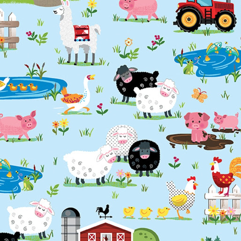 Barnyard Farm Life Scenic Blue 14373-55B