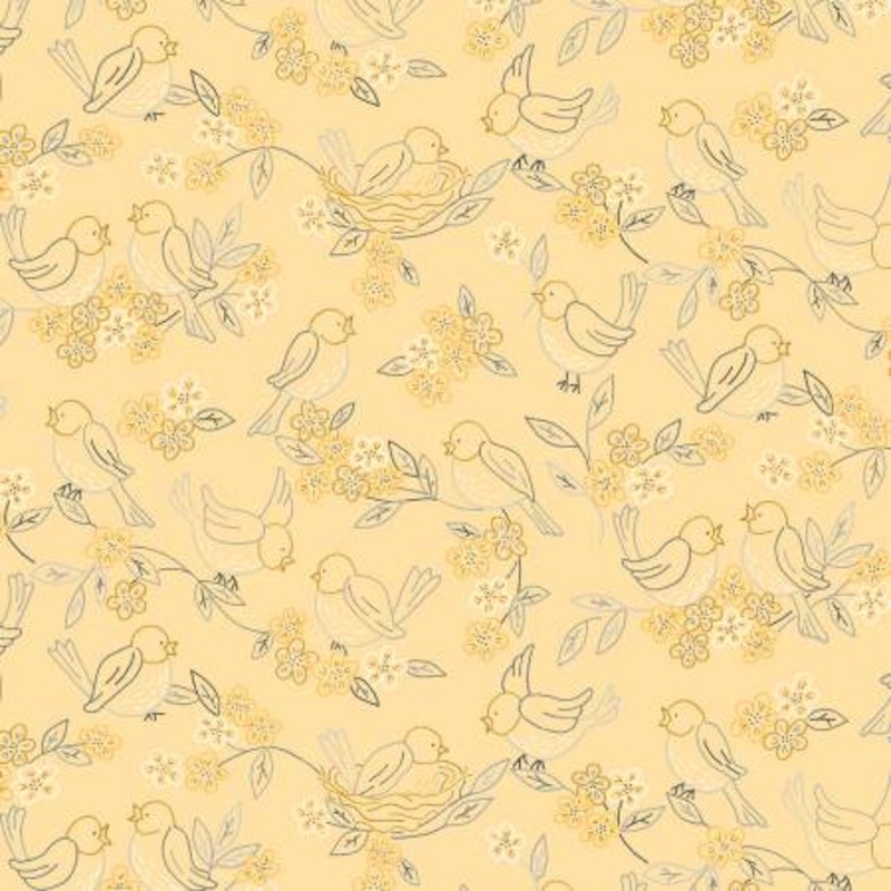 Birds and Bees Yellow Birds R190741D-YELLOW