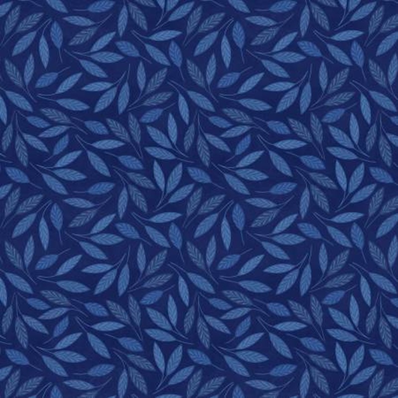 Blooming Blue 27694-444 Navy Leaf Toss