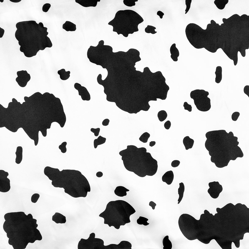 White/Black Cow Charmeuse Fabric