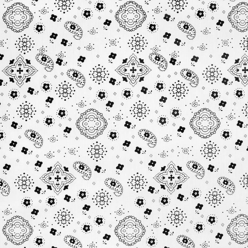 White Bandana Print Fabric