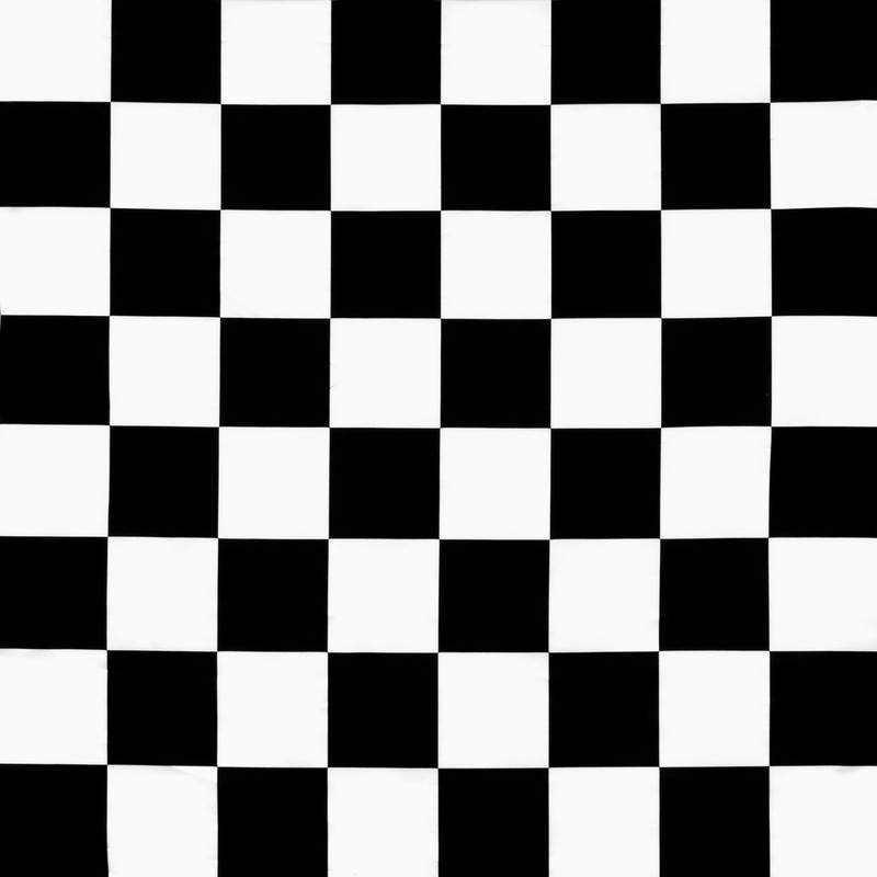 White/Black Medium Checker Matte Satin Fabric