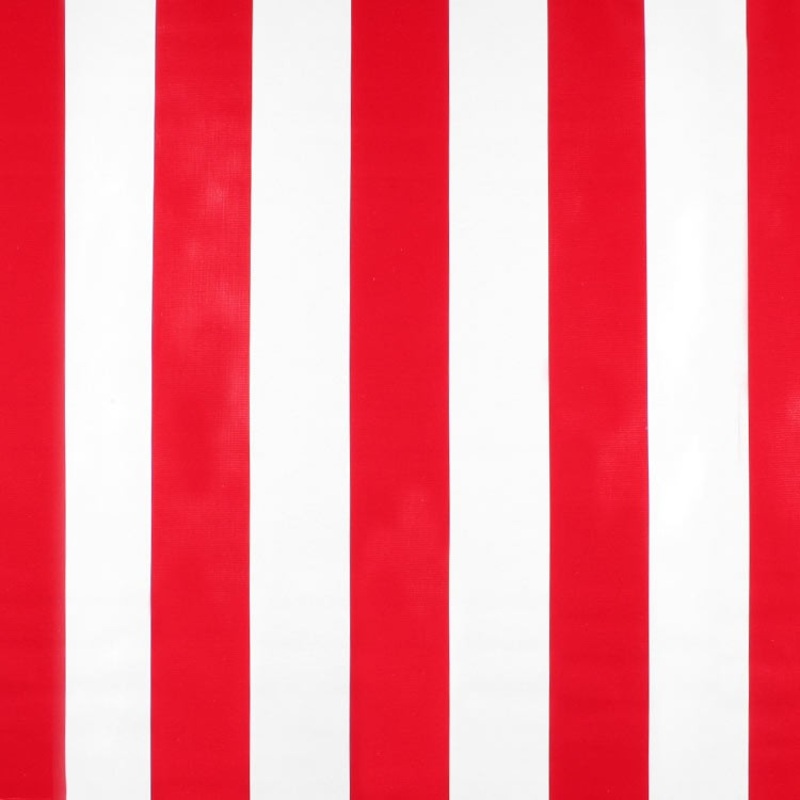 Red Wide Stripes Oilcloth Fabric