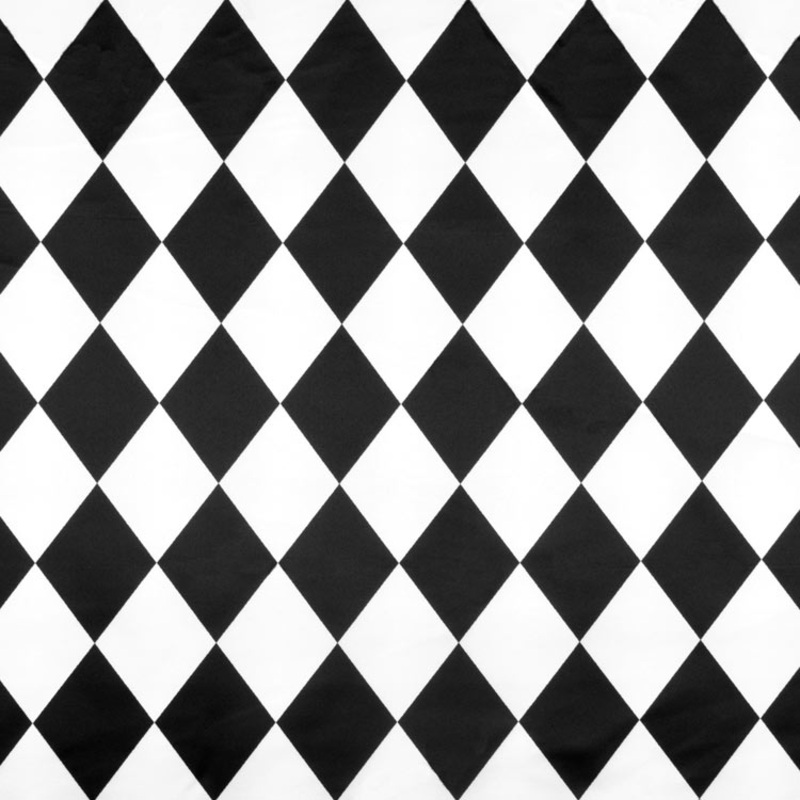 White/Black Harlequin Matte Satin Fabric