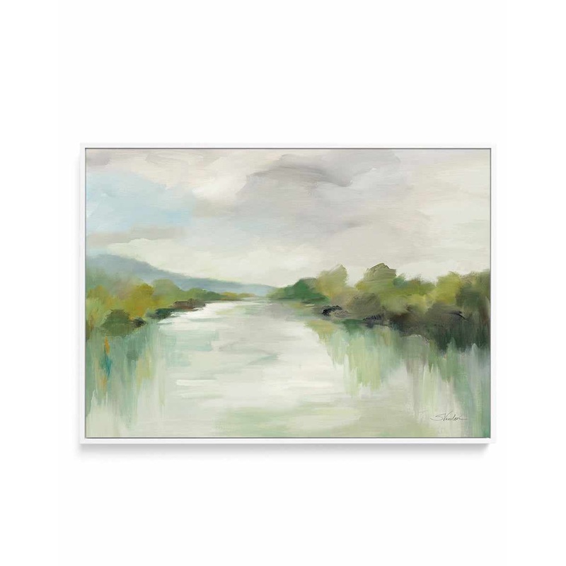April River Light | Framed Canvas Art Print