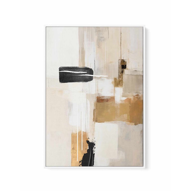 Abstract In Beige 1 By Sally Ann Moss | Framed Canvas Art Print