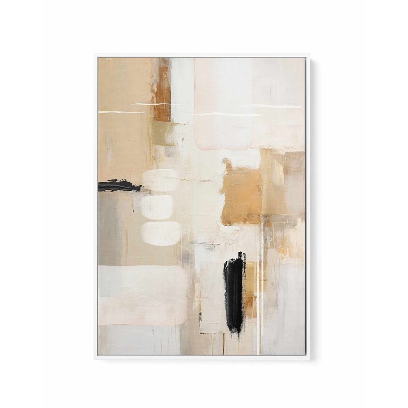 Abstract In Beige 2 By Sally Ann Moss | Framed Canvas Art Print