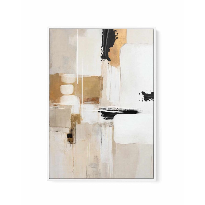 Abstract In Beige 3 By Sally Ann Moss | Framed Canvas Art Print