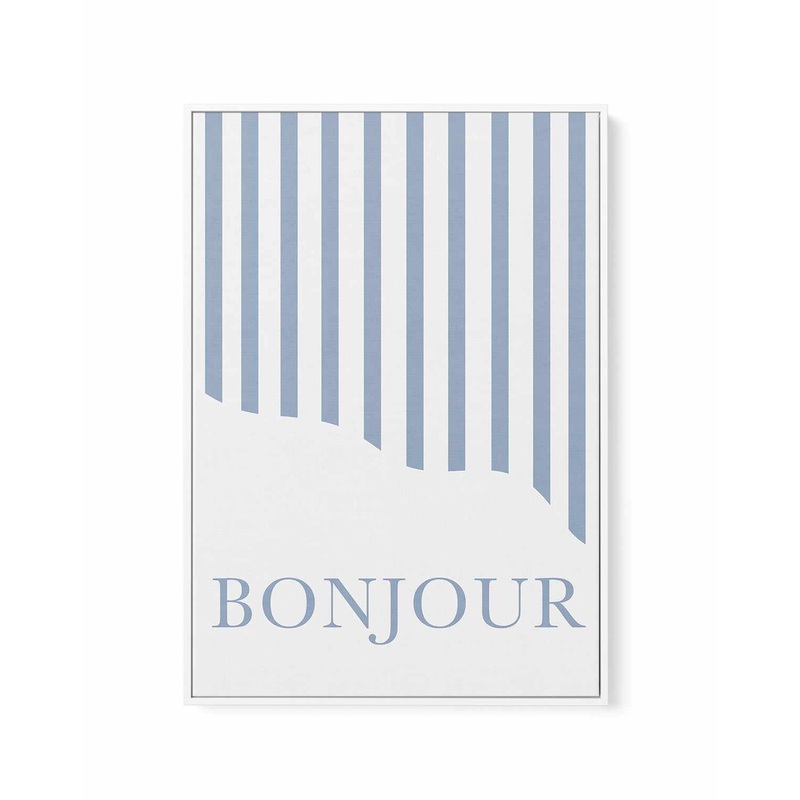 Bonjour Stripes By Grace Digital Art | Framed Canvas Art Print