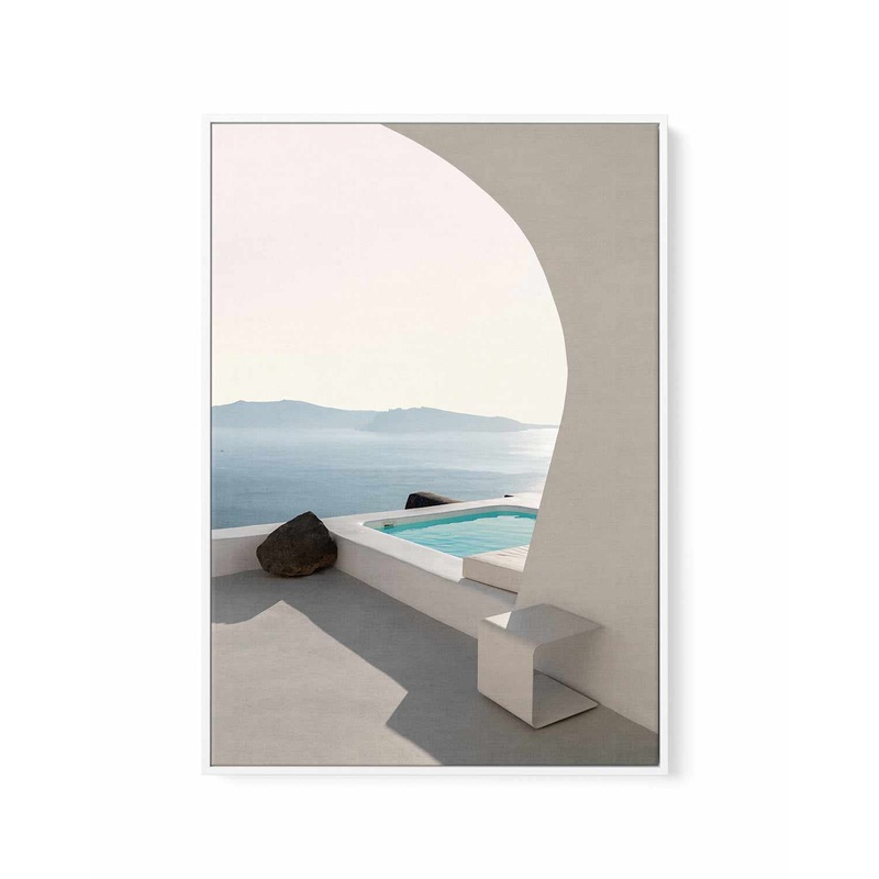 Aenaon Seaview Villa By Minorstep | Framed Canvas Art Print