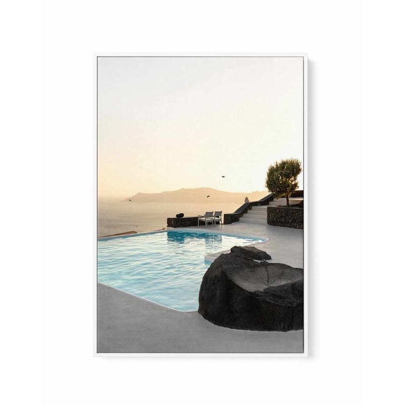 Birds Flying Over Swimming Pool By Minorstep | Framed Canvas Art Print