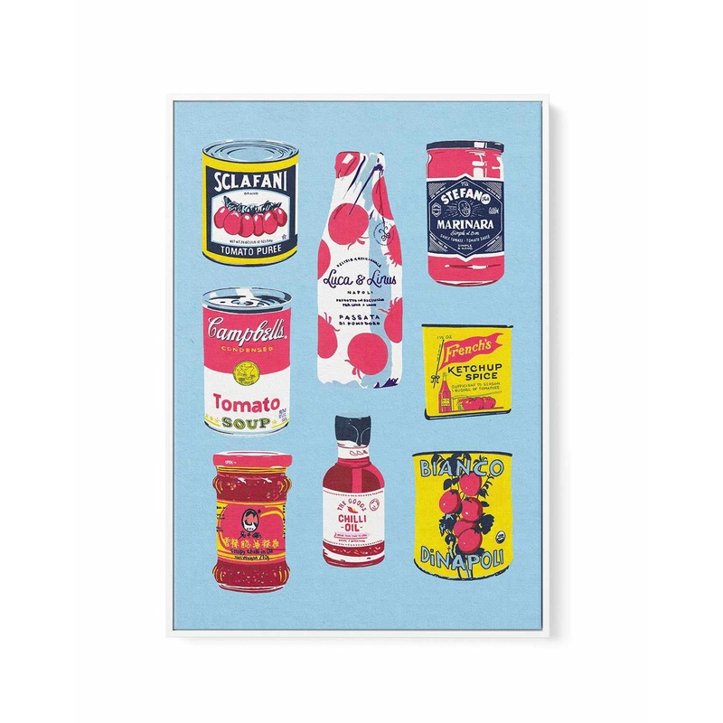 Canned Tomatoes By Studio Mandariini | Framed Canvas Art Print