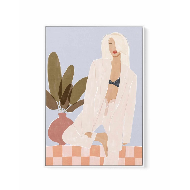 Too Lazy To Yoga By Ivy Green Illustration | Framed Canvas Art Print