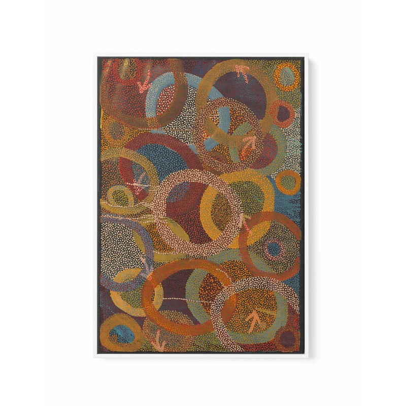 Yankirri Jukurrpa (Emu Dreaming) - Ngarlikirlangu by Pauline Nampijinpa Singleton | Framed Canvas Art Print