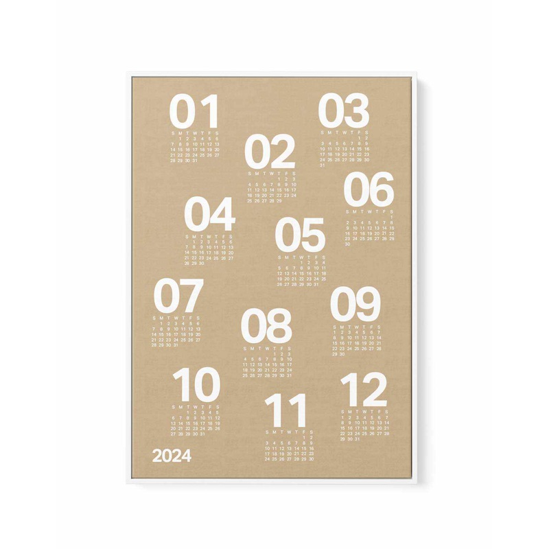 2024 Brown Scatter Calendar | Framed Canvas Art Print