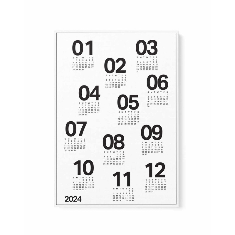 2024 Scatter Calendar B&W | Framed Canvas Art Print