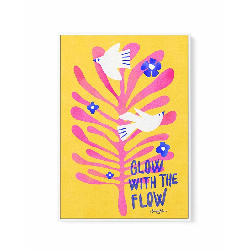 Birds - Glow with the Flow pink by Baroo Bloom | Framed Canvas Art Print