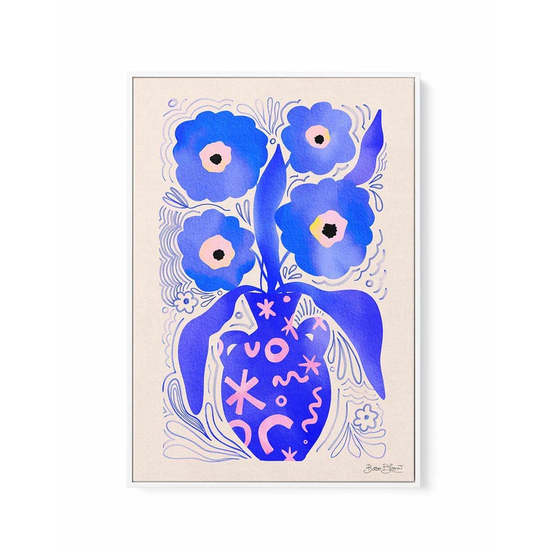 Blue Flowers Matisse Homage by Baroo Bloom | Framed Canvas Art Print
