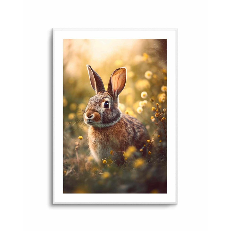 Bunny in Flower Field by Treechild | Art Print