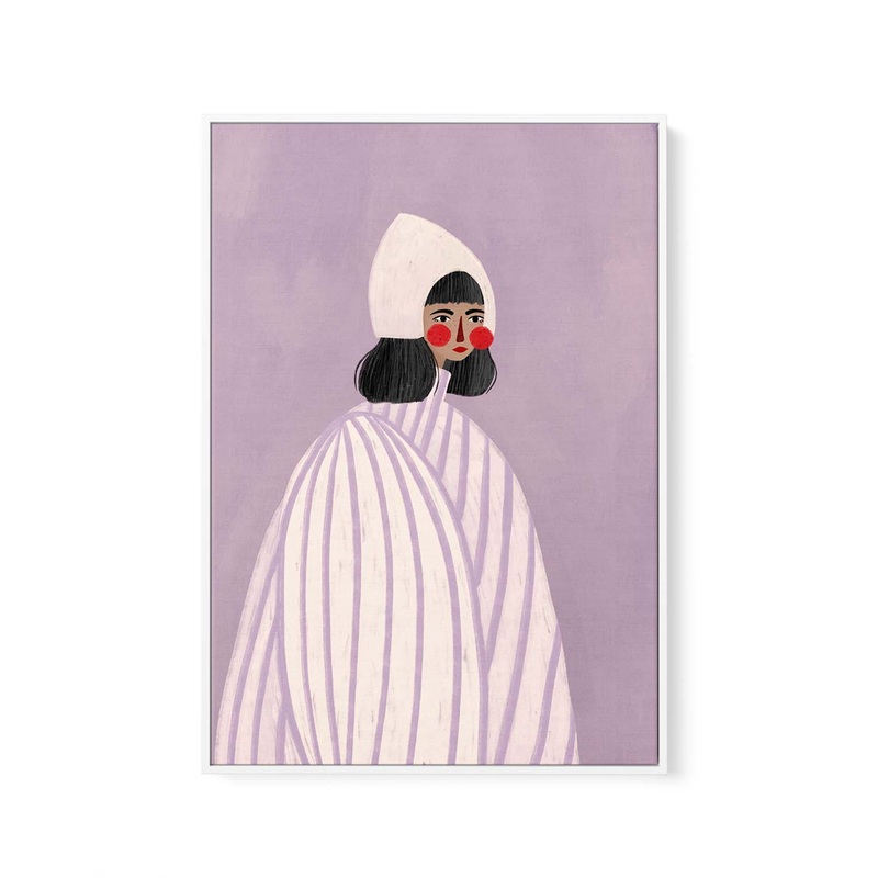 The Woman With the White Hat by Bea Muller | Framed Canvas Art Print