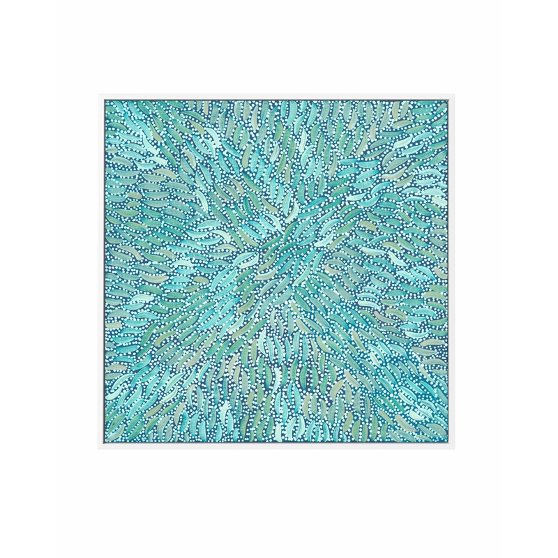 Water Dreaming in Teal I by Chantelle Nampijinpa Robertson | Framed Canvas Art Print
