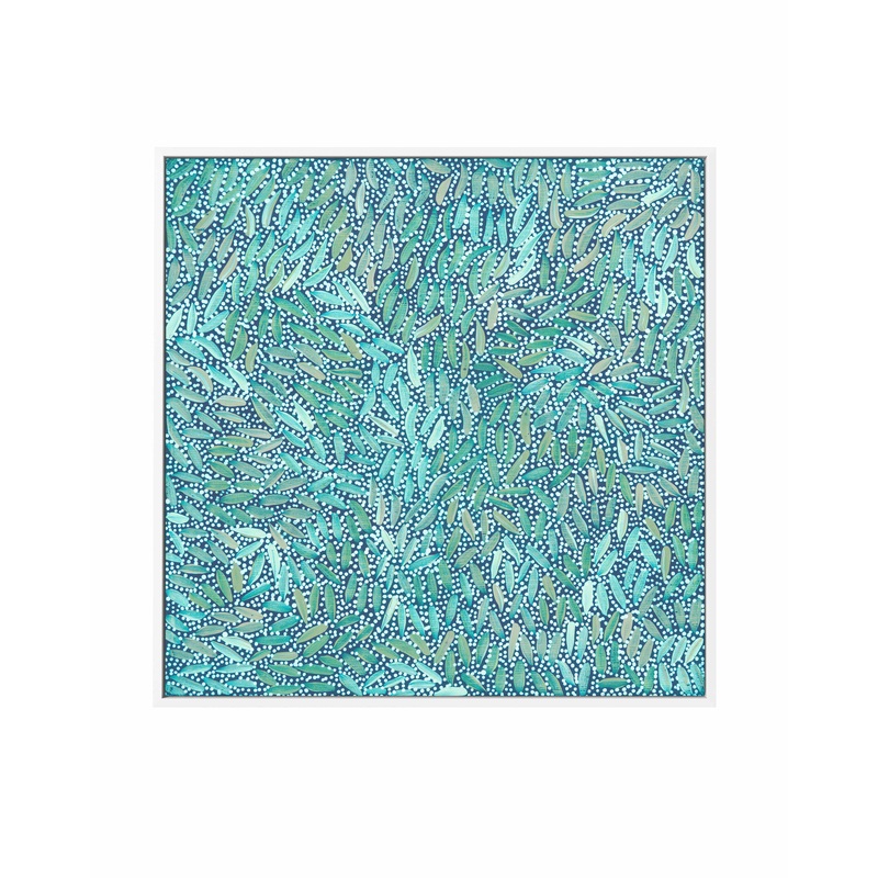 Water Dreaming in Teal II by Chantelle Nampijinpa Robertson | Framed Canvas Art Print