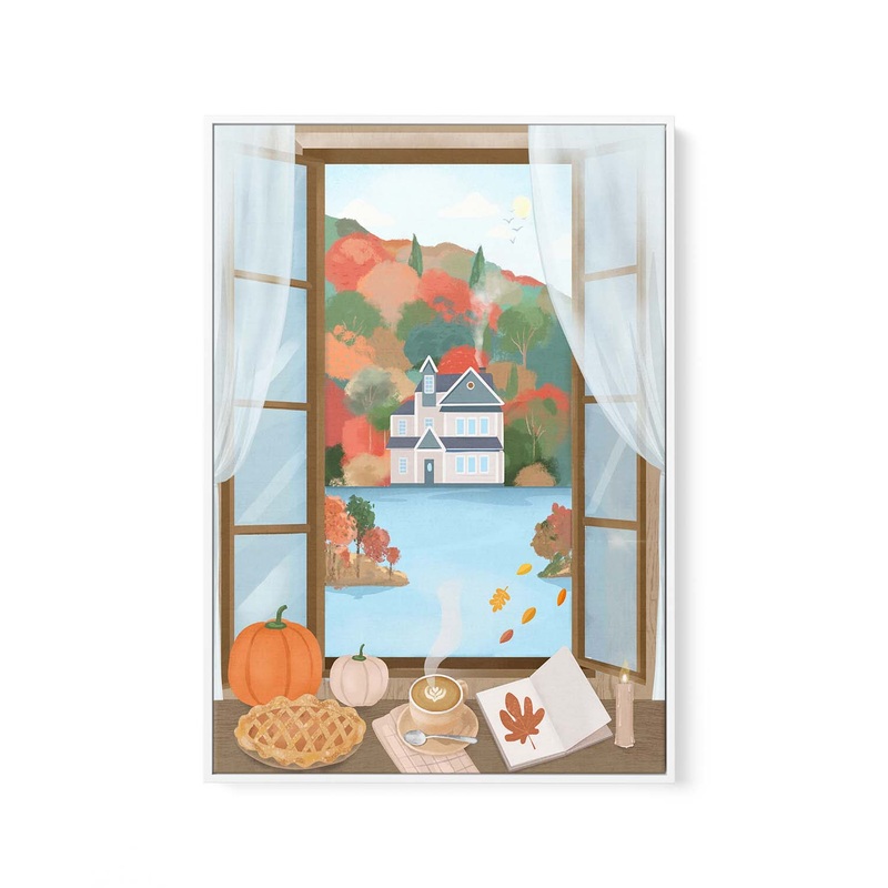 Autumn Cottage by Petra Lizde | Framed Canvas Art Print