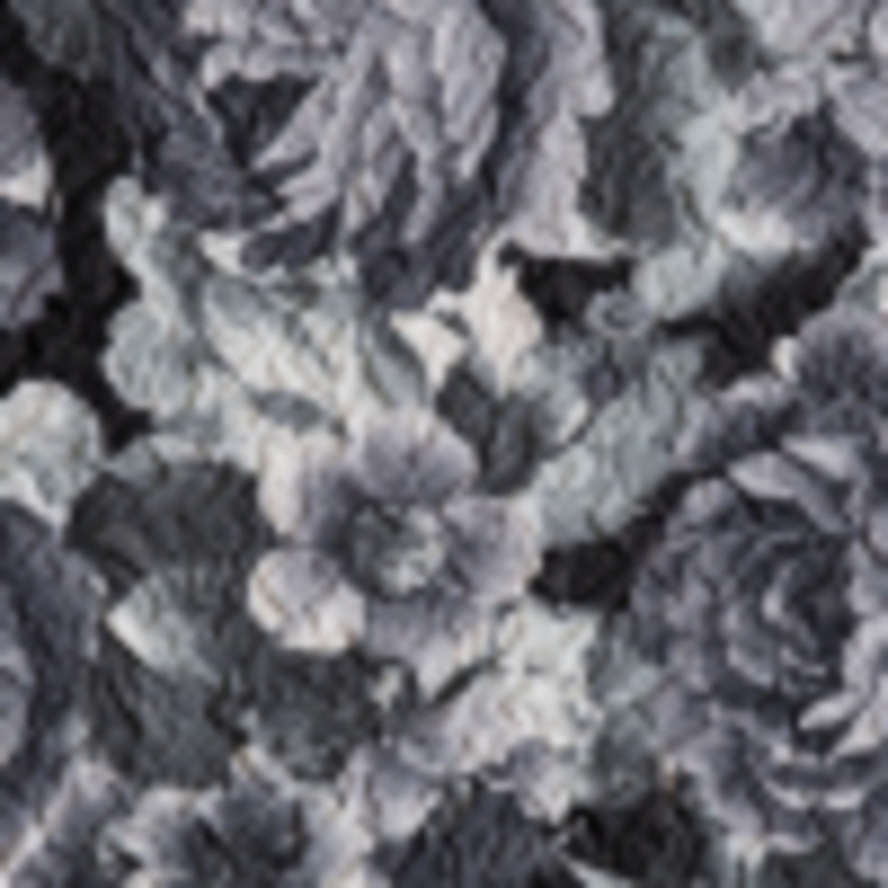 Black/White Floral Print on Crushed Polyester Woven