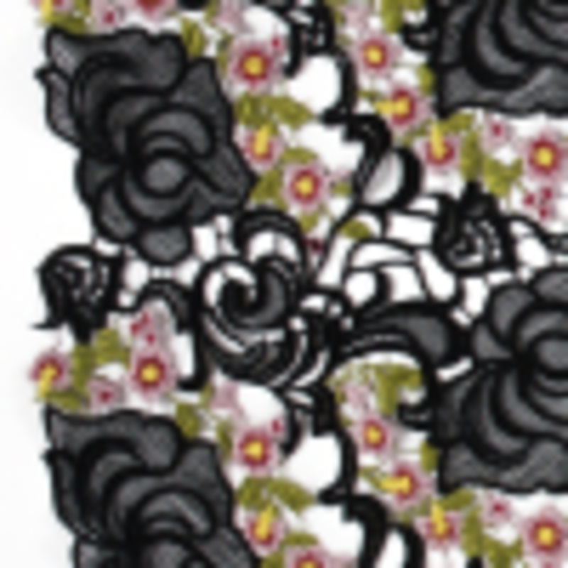 Black Floral Embroidered Guipure Lace