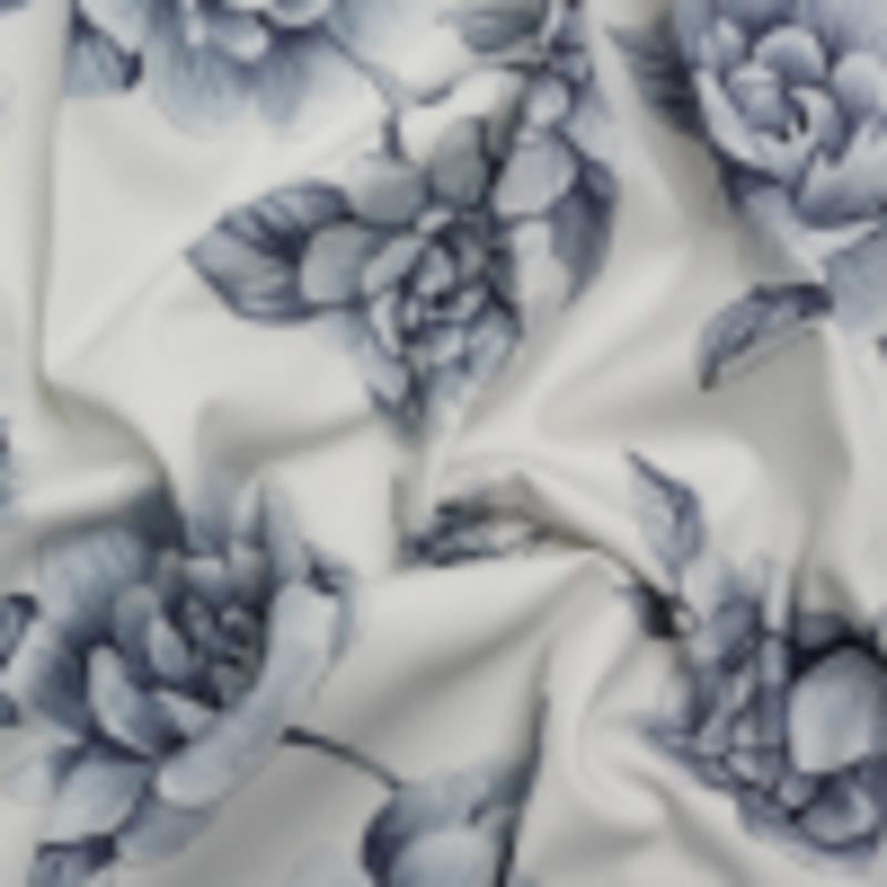 Brushed Stretch Cotton Twill Print - Gray and White Floral - Mood Exclusive Bushel and a Peck