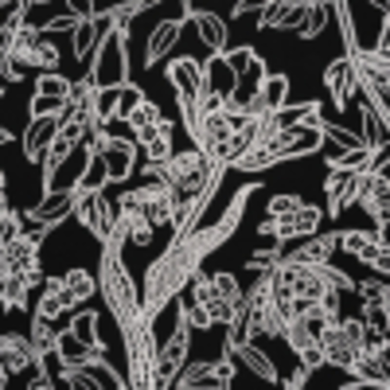 Stretch Polyester Tricot - Black and White Chain Stitch Flowers - Designer Deadstock