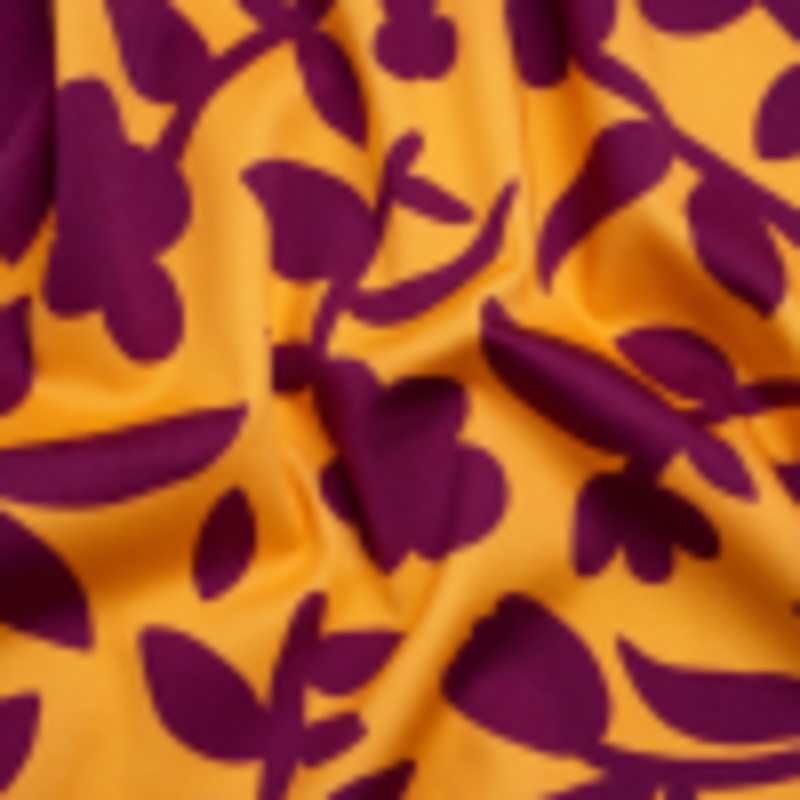 Stretch Cotton Twill Print - Mango Orange and Plum Purple Floral - Mood Exclusive Color-Block Creative