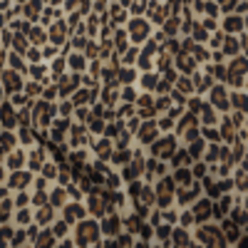 Stretch Polyester Woven Print - Beige, Brown and Black Leopard Spots - Deadstock