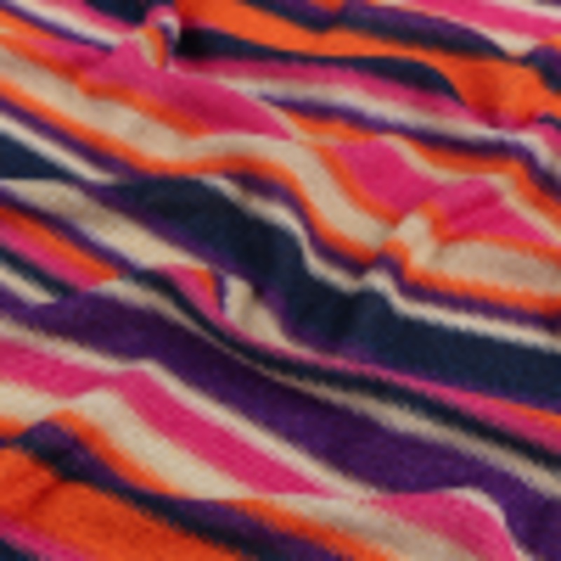 Trina Turk Pink, Orange and Navy Metallic Striped Viscose and Polyester Sweater Knit