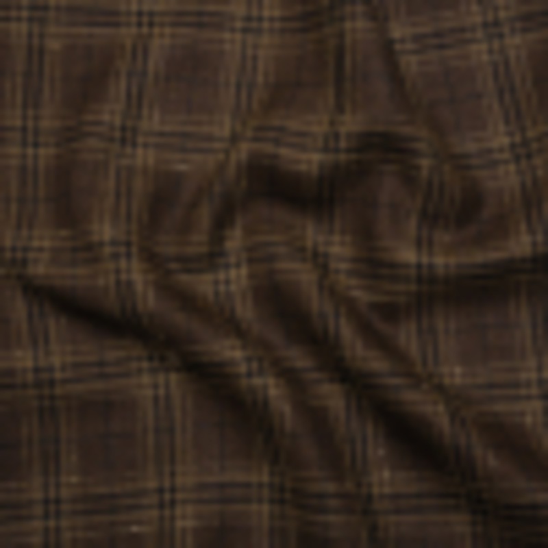 Wool, Silk and Linen Suiting Made in Italy - Brown, Beige and Black Plaid - Deadstock