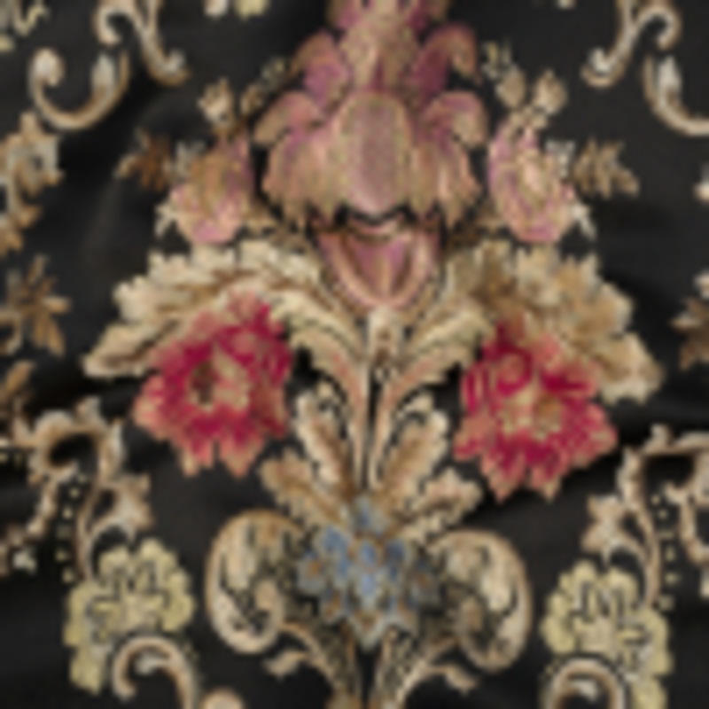 Yaya Han Metallic Polyester Brocade - Black, Red and Sage Green Floral Damask - Cosplay Collection