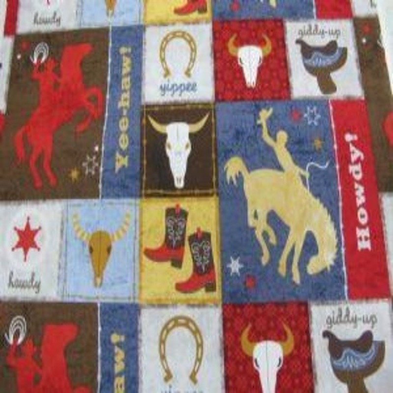 45" Boots, Horses, Saddles 100% Cotton